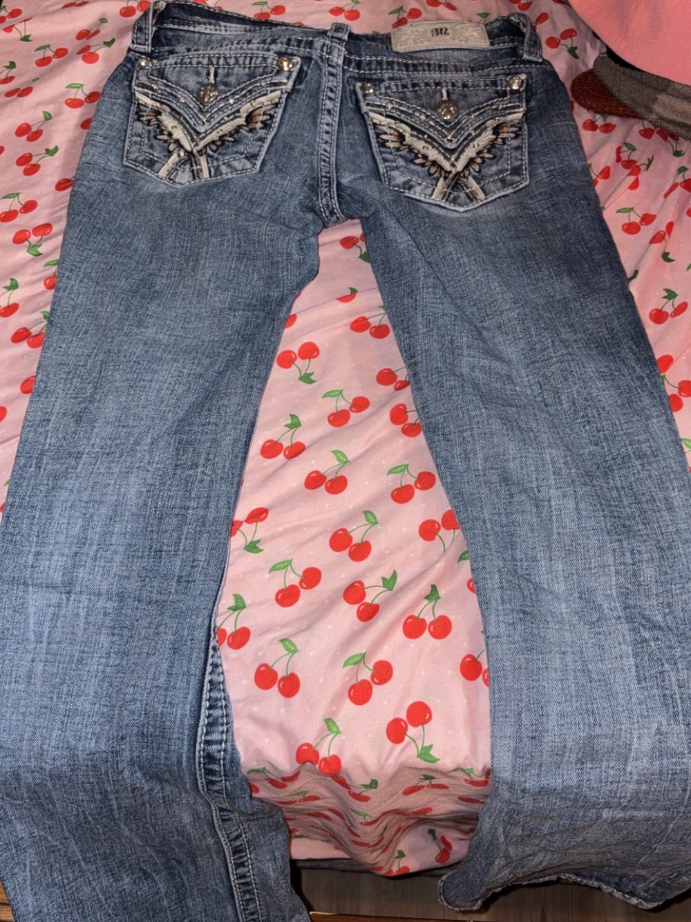Miss Me Light Blue Bootcut Jeans with Embellished Back Pockets